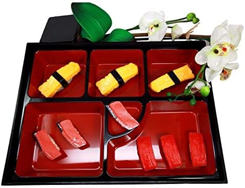 Сервировочное Ястие от лакированного Пластмаса HomDEc Japanese 6 Compements Restaurant Bento Box Сервировочное Ястие от лакированного