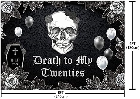 ABLIN 8x6ft Death to My Twenties Фон за Украса на парти в чест на рождения ден на Тридесетте години RIP to My 20s Youth Готически Череп