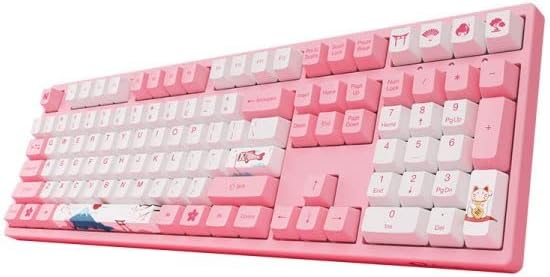 Жичен ръчна детска клавиатура Akko World Tour Tokyo R1 розов цвят със 108 бутони, програмирана с изработени по индивидуална поръчка на