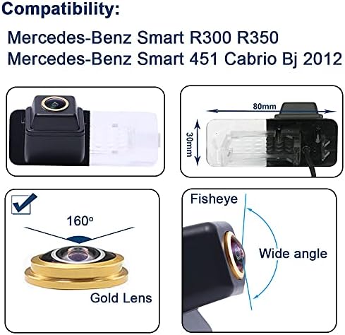 Рибешко Око 1280x720 Пиксела Автомобили Резервната Камера за Задно виждане За Паркиране за Обратно виждане Замяна за Smart R300 R350
