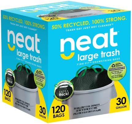 Чист високи кухненски торби за боклук за 30 литра с завязками - (БРОЙ MEGA 120) - Трехслойные, щадящи околната среда, е 50% рециклирани