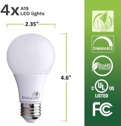 Led Лампи Bioluz LED с мощност 100 W, led лампи, с регулируема яркост, Естествен Бял 4000 До, Led лампа A19 капацитет 1500 Лумена - 4