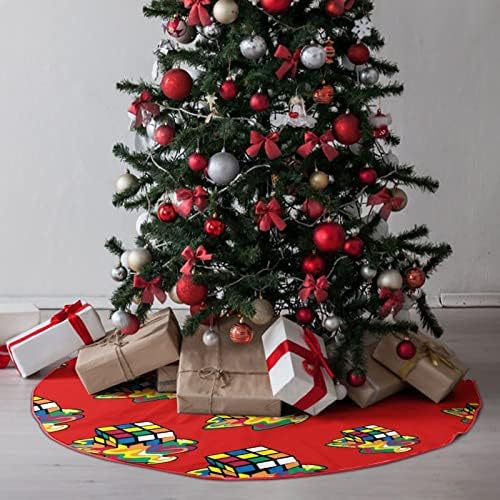 Плавящийся Куб Коледно Дърво Пола Мек Плюш Червен Калъф за Коледно Парти Празнична Украса На Закрито и На Открито