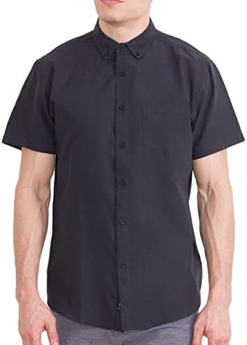 Оксфорд мъжка риза, 4 опаковки, Къс ръкав копчета, Ежедневни за кацане, за големи и Високи размери, Обикновена модерни цветове