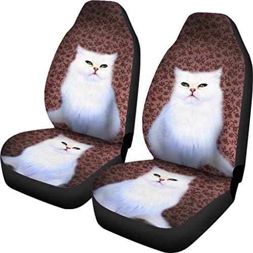 Седалките За столчета за автомобил с Хубав Бял Принтом Персийски Котка