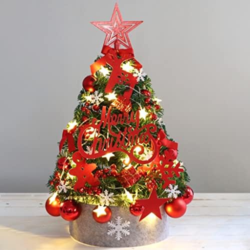 Настолна Коледно дърво FIFOR 23,6 инча, Мини-Изкуствена Коледна елха с led гирлянди и Украса, Коледна украса за дома и офиса (Цвят: B)