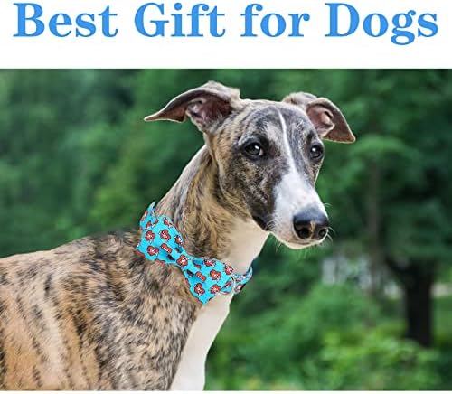 Нашийник за кучета Лапи в уникален стил за Деня на майката с папийонка, Нашийник за кученца със Синьо Сърце, най-Добрият Подарък за малки,