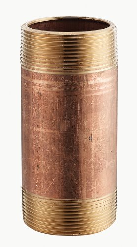 Фитинг за тръба за Заслуги Brass 2108-650 от Червен Месинг, Зърна, Безшевни по стандарт Schedule 40, дължина-1/2 NPT x 6-1/2 (опаковка
