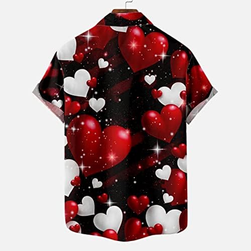 Върховете с 3D Принтом на Сърцето Любов за Мъже, Ежедневни Ризи с Копчета, С Ревери, с Къс Ръкав, Модна Тениска с Графичен Дизайн, Подаръци