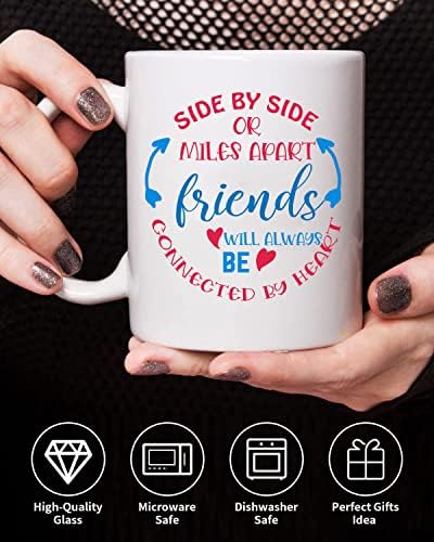 Подарък за най-добър приятел - Кафеена чаша с надпис рамо до Рамо или Приятелство на мили разстояние, чаша за Най-добър приятел за жени,