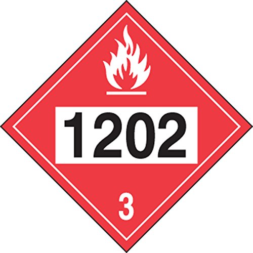 Знаци Accuform MPL744CT1 PF-Картонена табела с 4-значными точки, клас на опасност 3, Букви 1202 (Дизелово гориво), с Дължина на 10-3/4