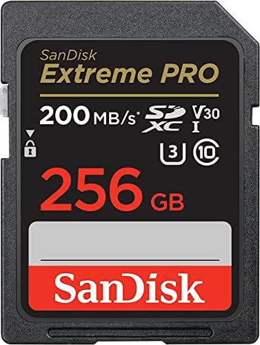 Карта памет SanDisk 256GB Extreme Pro SDXC UHS-I Работи с беззеркальной камера Canon EOS R6 II (SDSDXXY-256G-GN4IN) клас 10 U3 в комплект