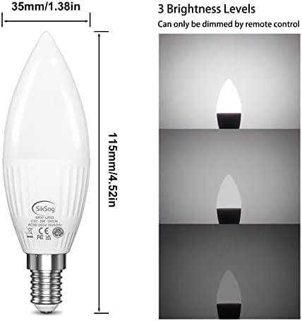 Led лампа E12, с Променящ се Цвят, Канделябр с дистанционно управление, Еквивалентни на лампи с нажежаема жичка с мощност 50 W, 560 Лумена,