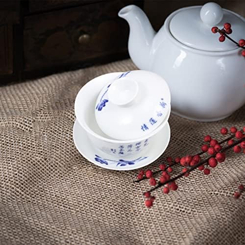 Стъклени Чаши за еспресо Cabilock Стъклени Чаши за еспресо Чаена Чаша Кунг-фу с Блюдцем и Капака на Китайската Традиционна Порцеланова