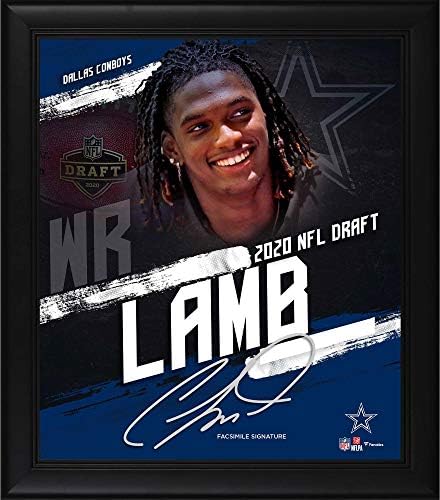 Колаж в рамка 15 x 17 в деня на проект на мотика NFL 2020 г. от CeeDee Lamb Далас Каубойс - Факс подпис - указателни Табели и колажи играчи в NFL