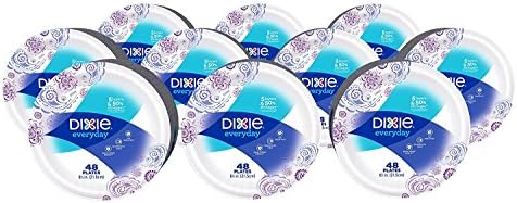 Хартиени чинии Dixie за всеки ден, 8 1/2, брой 480 броя, 10 x 48 чинии, чинии за Еднократна употреба с принтом за обяд или лека вечеря