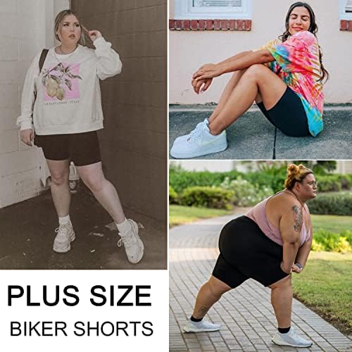 Дамски байкерские шорти yeuG размера на Плюс с джобове -2 опаковки, къси Панталони за йога с висока талия, които Контролират корема,
