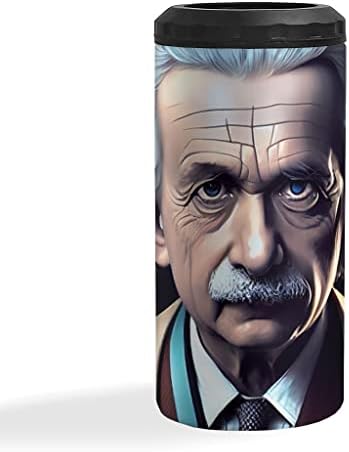 Охладител за тънки кутии с портрет на Алберт Айнщайн - Графичен Охладител за консерви - Печатни Охладител за тънки кутии с изолация