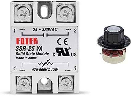 DAYAQ 10VA 25VA 40VA Твърди Релеен Регулатор на напрежение 24-380 В променлив ток с потенциометром 10A 25A 40A 1 бр. Размер: 25ВА)