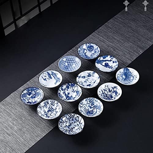 Комплект чаени чаши Vitbunana Кунг-фу от 6 броя, Китайската Чаена чаша, 1,69 грама, бяло-синя Порцеланова Чаена чаша (стил One)