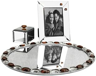 Комплект за Тоалетна Маса с Овални Огледало Allure Alinea Clear Jewel Accent, Кехлибар
