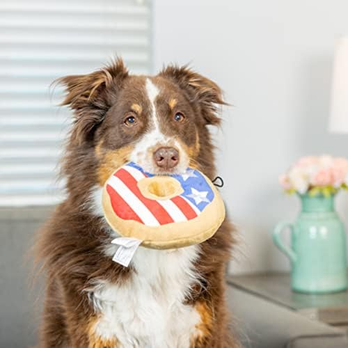 Huxley & Kent за кучета | Поничка със звезди и ивици (малка) | Мощен Плюшен играчка за Кучета с пищалкой | Забавен подарък за кучета