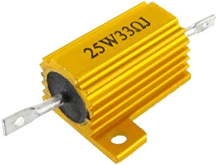 X-DREE 25 W Мощност 33 Ω 5% Алуминиев Корпус С тел резистором златни тонове (25 Вата мощност 33 Ω 5% От Повърхността на рамката от алуминий