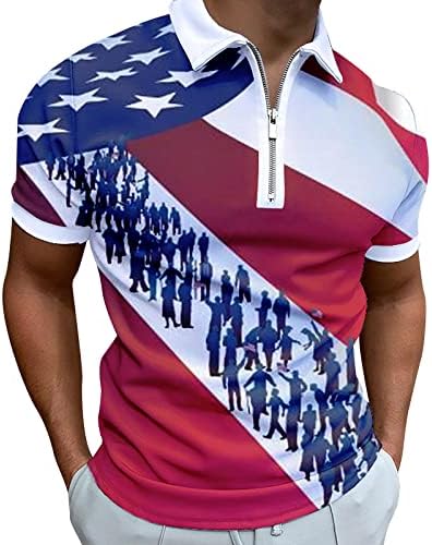Мъжки Ризи Поло с Флага на сащ, Патриотични Фланелки на 4 Юли, Летен Ежедневни Реколта Топка за Голф С Къс Ръкав