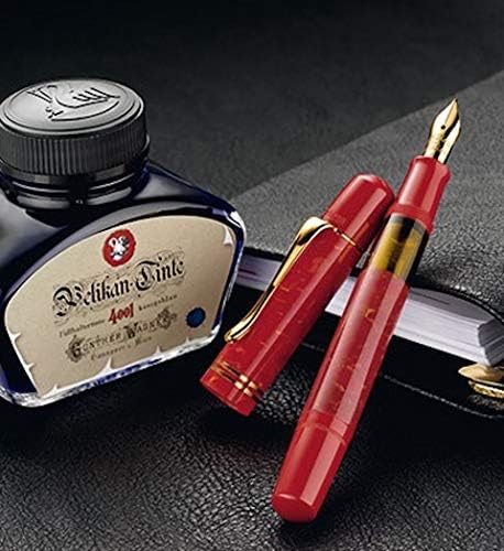 Набор от пури в ограничени бройки Перьевых писалки и мастило Pelikan Special Edition M101N, Сверхтонкое перо, ярко-Червена дръжка, 1