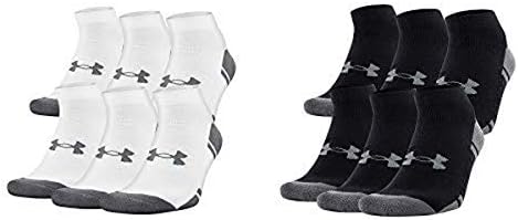 Чорапи Under Armour Adult Resistor 3.0 с дълбоко деколте, 6 двойки, бели / графитни MD 9-11 (мъжки обувки 4-8,5) и 6 двойки, черен /