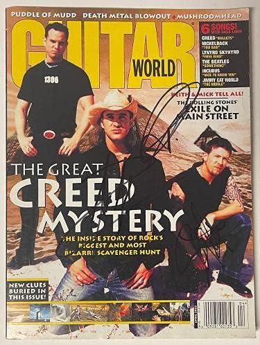 Creed The Band подписа договор със списание Guitar World през 2002 г. Скот Стапп / Марк Тремонти /Скот Филипс-3 sig - Beckett Преглед