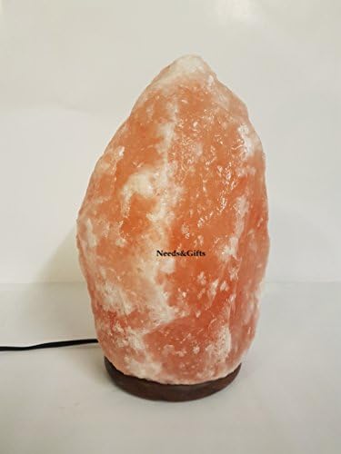 Гималайская Лампа с регулируема яркост, Светлина от естествена гималайской Кристал Каменна сол е с Розов цвят, Дървена основа ръчно изработени