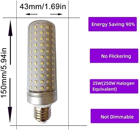 LIENNGKE 2 Опаковки E26 Led Лампа 25 W 250 W 200 W Еквивалент, халогенни Флуоресцентна Светлина Бяла 6000 До 3200Лм 25 W AC 110 120 130