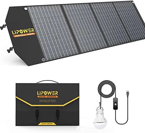 LIPOWER 100 W Преносим Слънчева панел 18 В с USB-фенер за къмпинг пакет, Складное Слънчево зарядно устройство за PA300/SOL500/ MARS-1000,