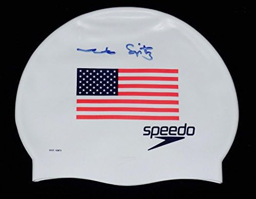 Олимпийска шапка за плуване с автограф на Марк Шпиц от САЩ (7 Златни медала) - W/ Coa! - Олимпийските шапки и кепи с автограф