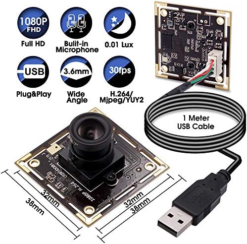 Такса за фотоапарат с обектив SVPRO 3.6 мм USB 1080P камера Модул с USB микрофон при ниска осветеност, Мини-уеб камера Sony IMX323 С