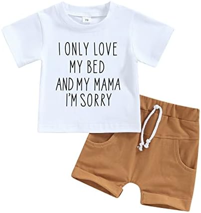 XRjxyushan / Лятна Ежедневни Облекла за деца, Тениска с къс ръкав и принтом + Обикновен Комплект шорти от еластична гумена лента на талията и завязками