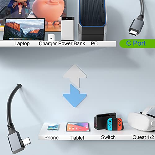 Кабел QCEs USB C-USB C 3.2 Gen 1 Линк от 16 фута (5 м), който е съвместим с кабел Oculus Quest 2 Линк, кабел виртуална слушалки Type