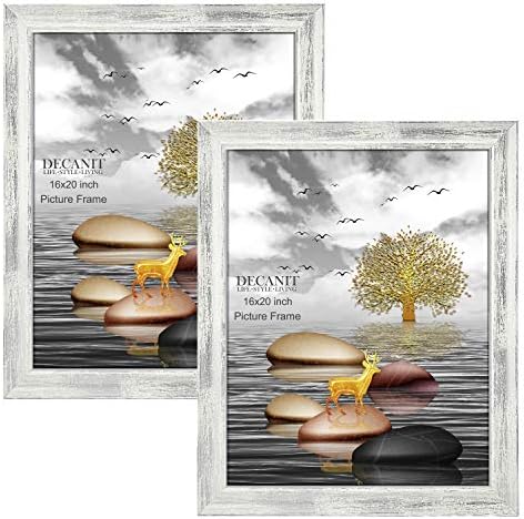Рамки за картини DECANIT 16x20 (опаковка от 2 броя) Рамка за плакат с изображение на бялото дърво в селски стил за стенен монтаж, Отличен