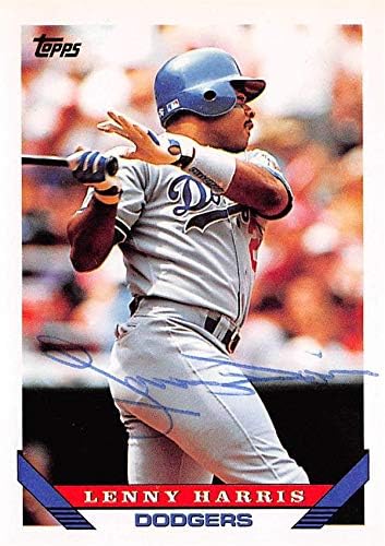 Склад на автографи 621389 Бейзболна картичка с автограф на Лени Харис - Лос Анджелис Доджърс, 67-1993, Химикалка писалка Topps №177.