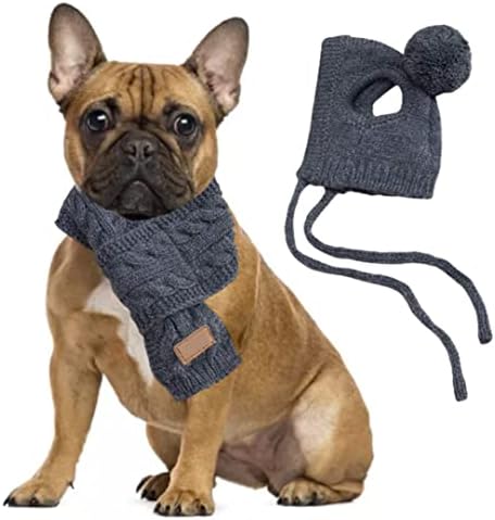 Домашен любимец шапка шал набор от възли шапки за кучета Пет ушите топли кучешко ухо на кутията топла сладка вязаная куче шапки зима