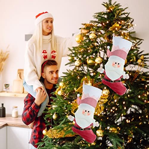 Камина Гирлянда 5 21 инча Коледни Чорапи Розови Коледни Чорапи Манто Висящи Подарък чорапи с шоколадови бонбони Домашни Празнични Коледни