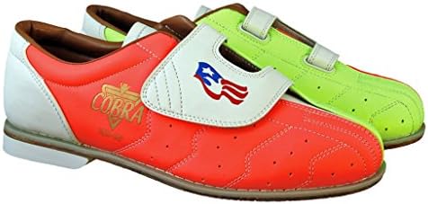 Мъжки обувки за боулинг Bowlerstore Glow TCR-GV Cobra, Взети под наем за боулинг, Кука и контур, 9 1/2 м, Неоново жълт / Оранжев / Бял
