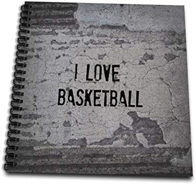 3dRose db_172385_2 Аз обичам Баскетбол, Черен надпис на асфалт, Книжка със снимки за спомен, 12 от 12 инча