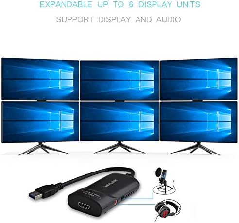 Универсален видео графичен адаптер WAVLINK USB 3.0-HDMI, USB адаптер-VGA с аудиопортом, чип Displaylink с възможност за разширяване до