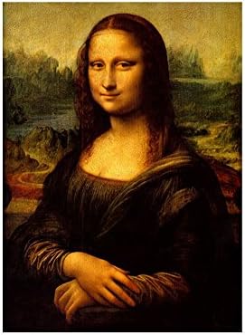 Alonline Art - Мона Лиза на Леонардо Да Винчи | Живопис в черна рамка, Напечатанная отпечатъци от памук, Най-до Пенопластовой дъска