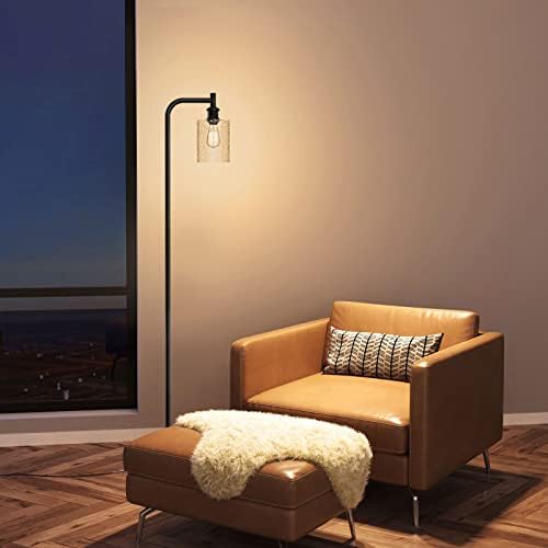 led Лампиона addlon с Извънбордов стъклен абажуром и 2 Отличителни led светлини (3000 К) за хол и спалня, Модерна индустриална лампа