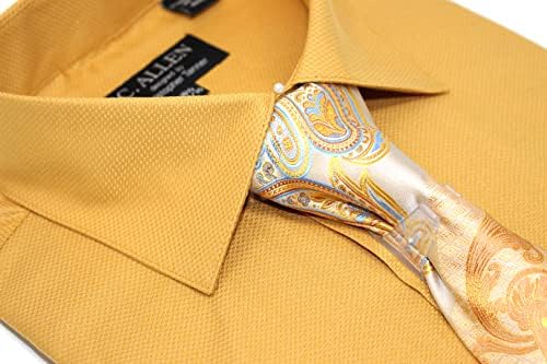 Кристофър Танер Мъжки Обикновена Риза с Квадратна Фигура, Френски Маншет Редовен Намаляване, Комбинираната копчета за Ръкавели с Носовым