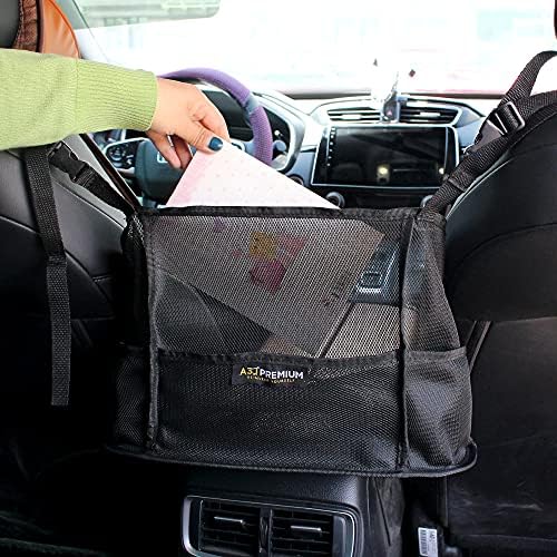 Държач за чанта A3J PREMIUM Car Net с 3 Джоба, Органайзер за автомобилни Седалки, Чанта за багаж на гърба на седалката, Органайзер за