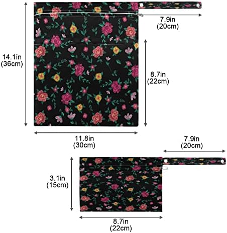 водоустойчив Влажна чанта xigua Rose Flower за Филтър на Пелени, да Пере Многократно Мокри и Сухи чанти с 2 Джоба с Цип за Пътуване,